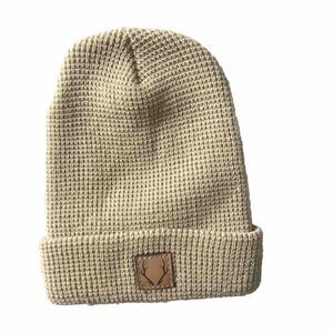 Richardson Beanie Soft Acrylic Birch Beige Folded Cuff Waffle Weave Hat Cap OS